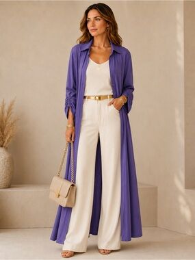 Brian Bailey - Purple Jersey Duster Jacket - SzM